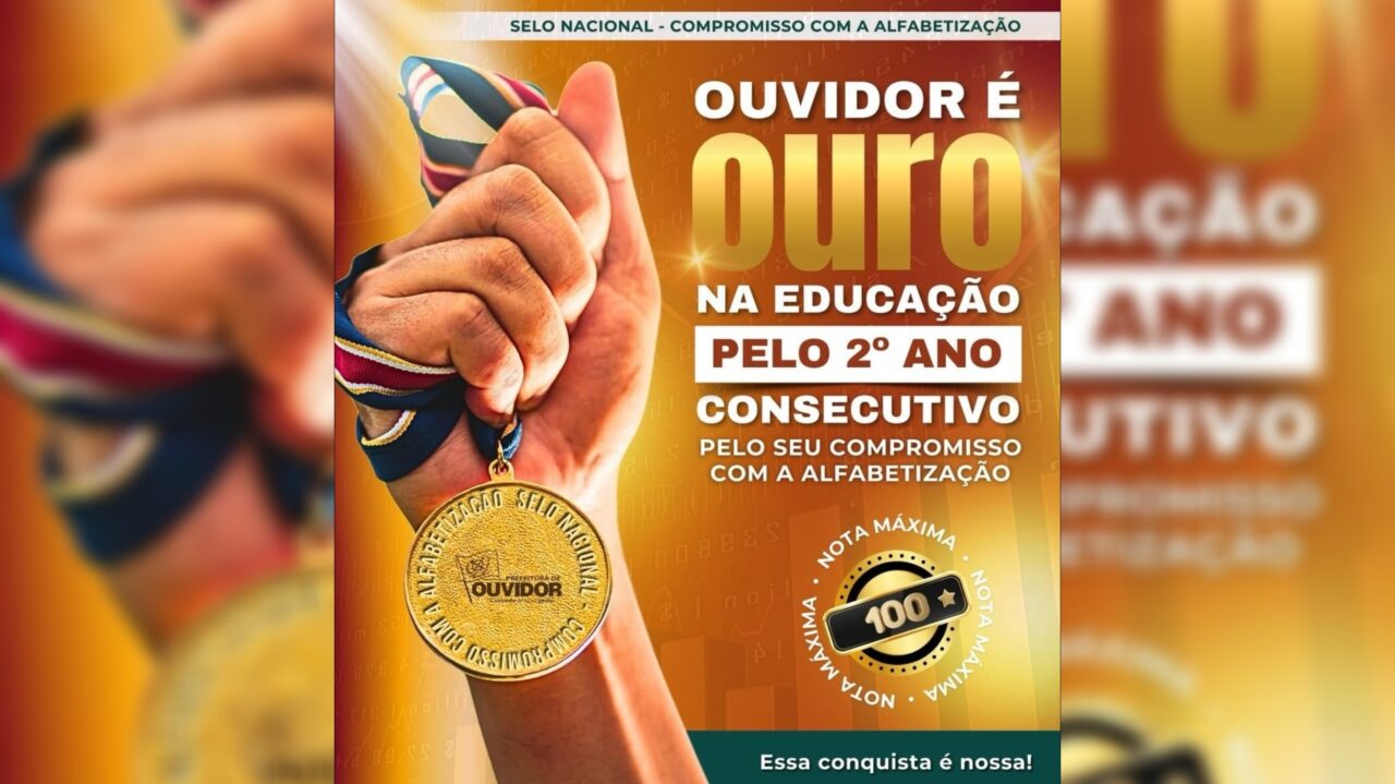 Ouvidor conquista Selo Ouro na Alfabetização pelo segundo ano