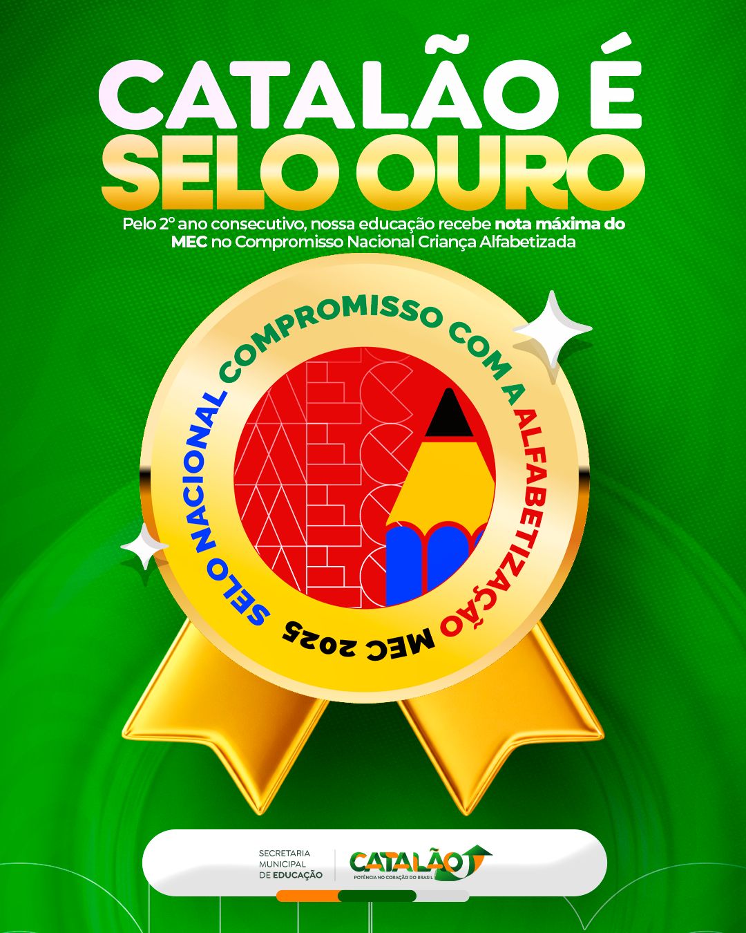 Educação de Catalão conquista Selo Ouro do MEC pelo segundo ano consecutivo