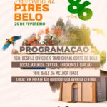 Pires Belo celebra 86 anos com desfile cívico, corte do bolo e baile da melhor idade no dia 26 de fevereiro