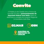 Prefeitura de Catalão promove pronunciamento sobre projeto do Hospital Regional Universitário Adib Elias