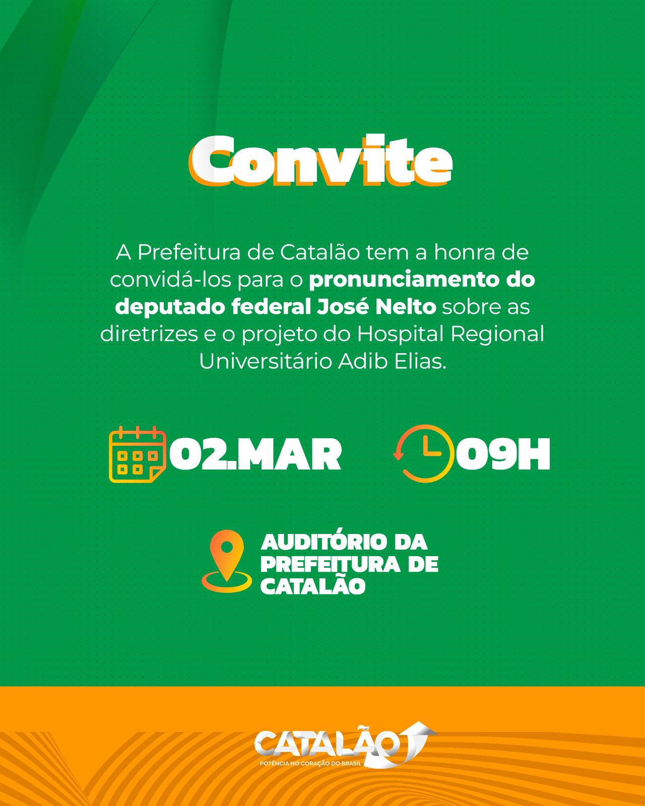 Prefeitura de Catalão promove pronunciamento sobre projeto do Hospital Regional Universitário Adib Elias