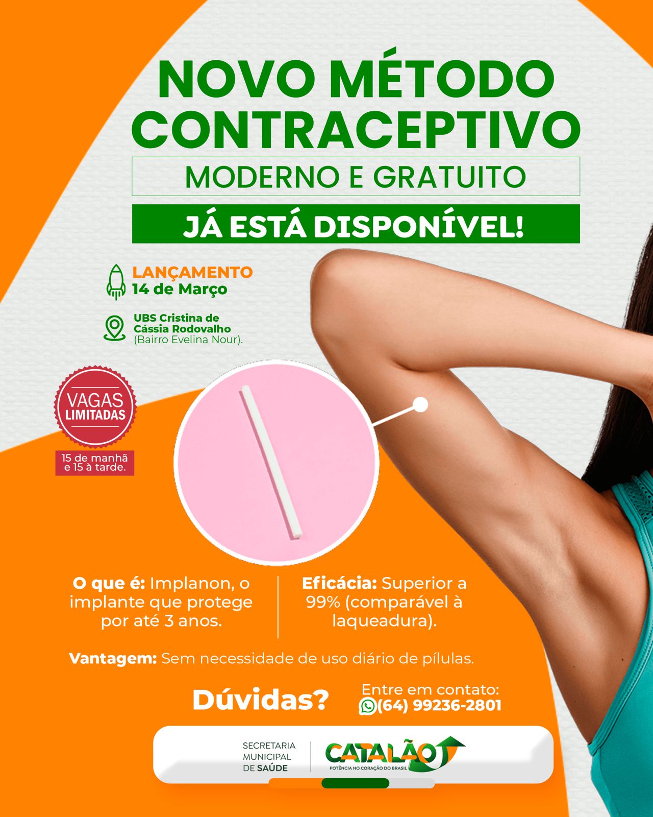 Prefeitura de Catalão inicia oferta de novo implante contraceptivo na rede municipal de saúde