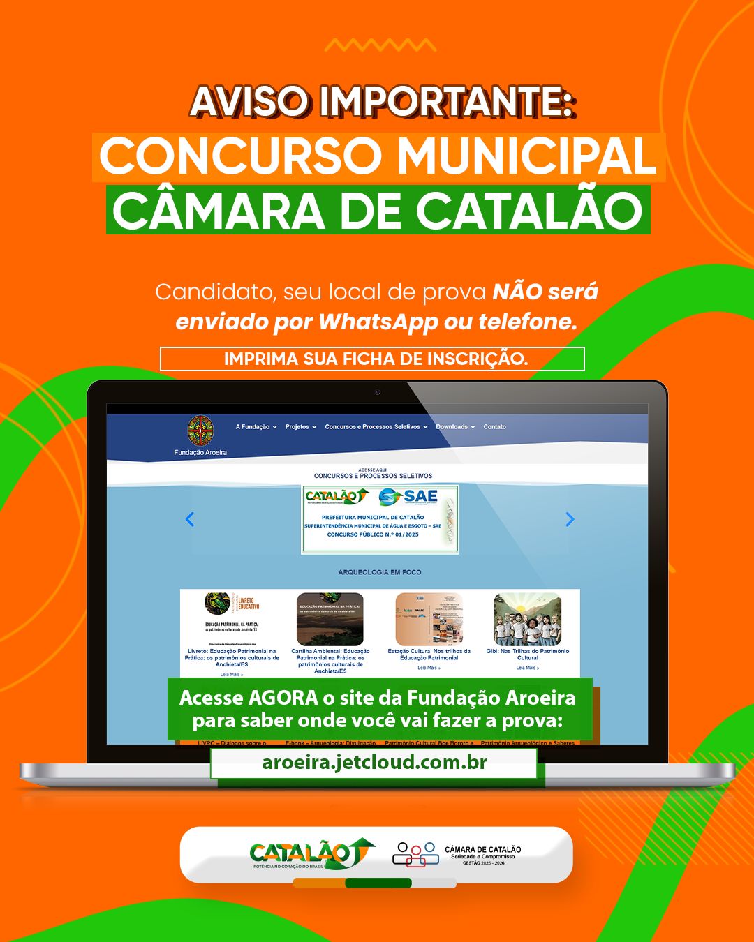 CONCURSO CÂMARA DE CATALÃO: Locais de prova e horários já estão disponíveis; Candidatos devem imprimir ficha de inscrição