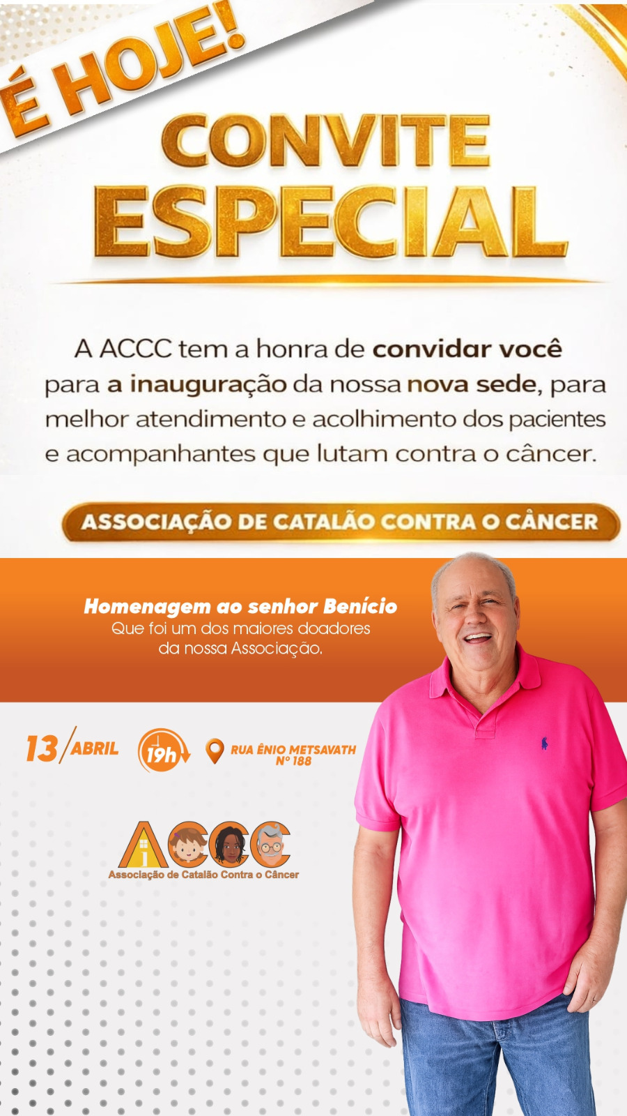 Associação de Catalão Contra o Câncer (ACCC) inaugura nova sede e presta homenagem a doador nesta segunda-feira (13)