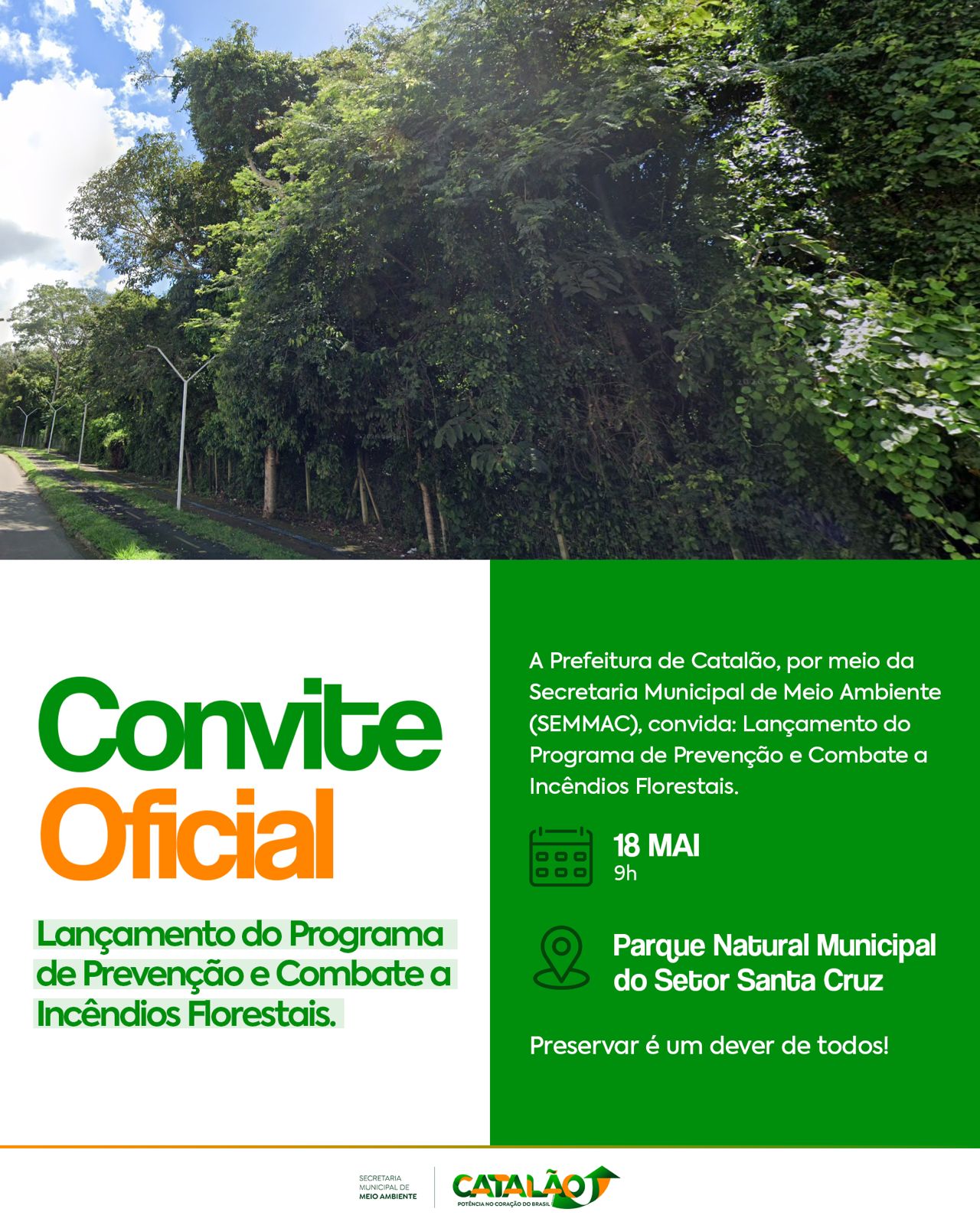 Programa de Prevenção e Combate a Incêndios no Parque Natural Municipal do Setor Santa Cruz .