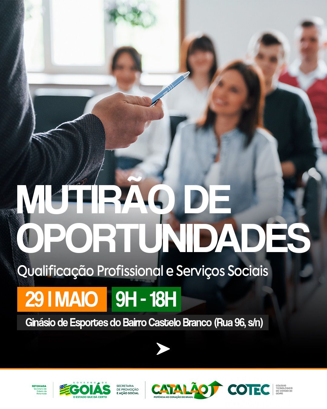 Mutirão de Oportunidades oferece 11 cursos gratuitos e serviços sociais nesta sexta-feira (29) em Catalão