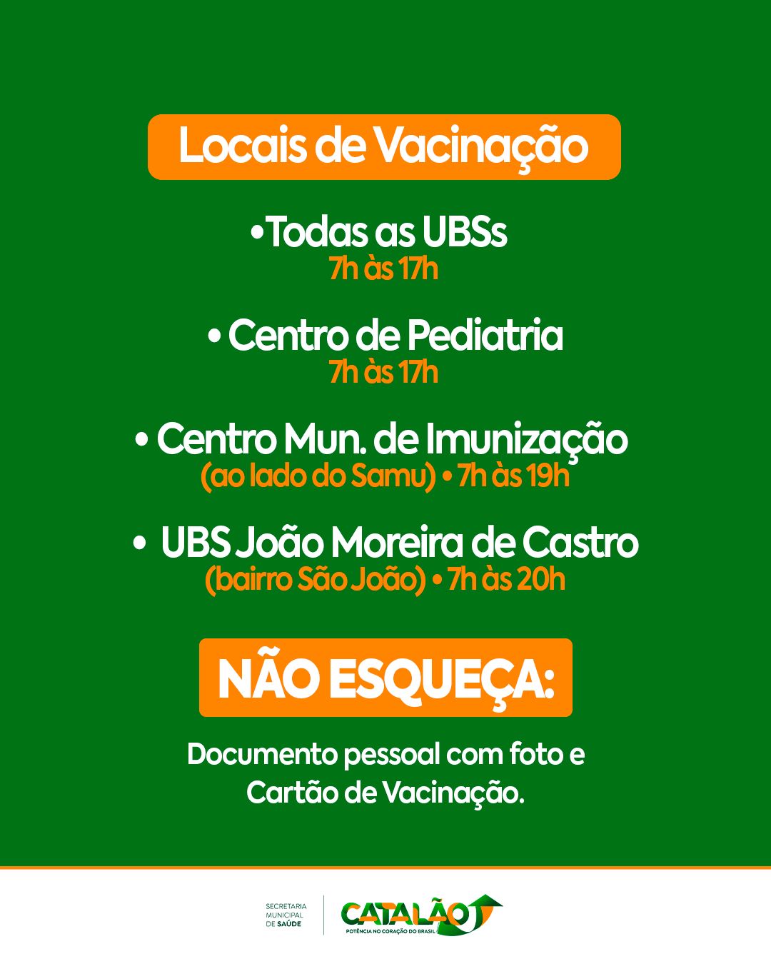 Catalão libera vacina contra a gripe para toda a população acima de 6 meses