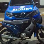Motocicleta furtada recuperada por policiais do 18º BPM em Catalão. Foto: Polícia Militar/Divulgação