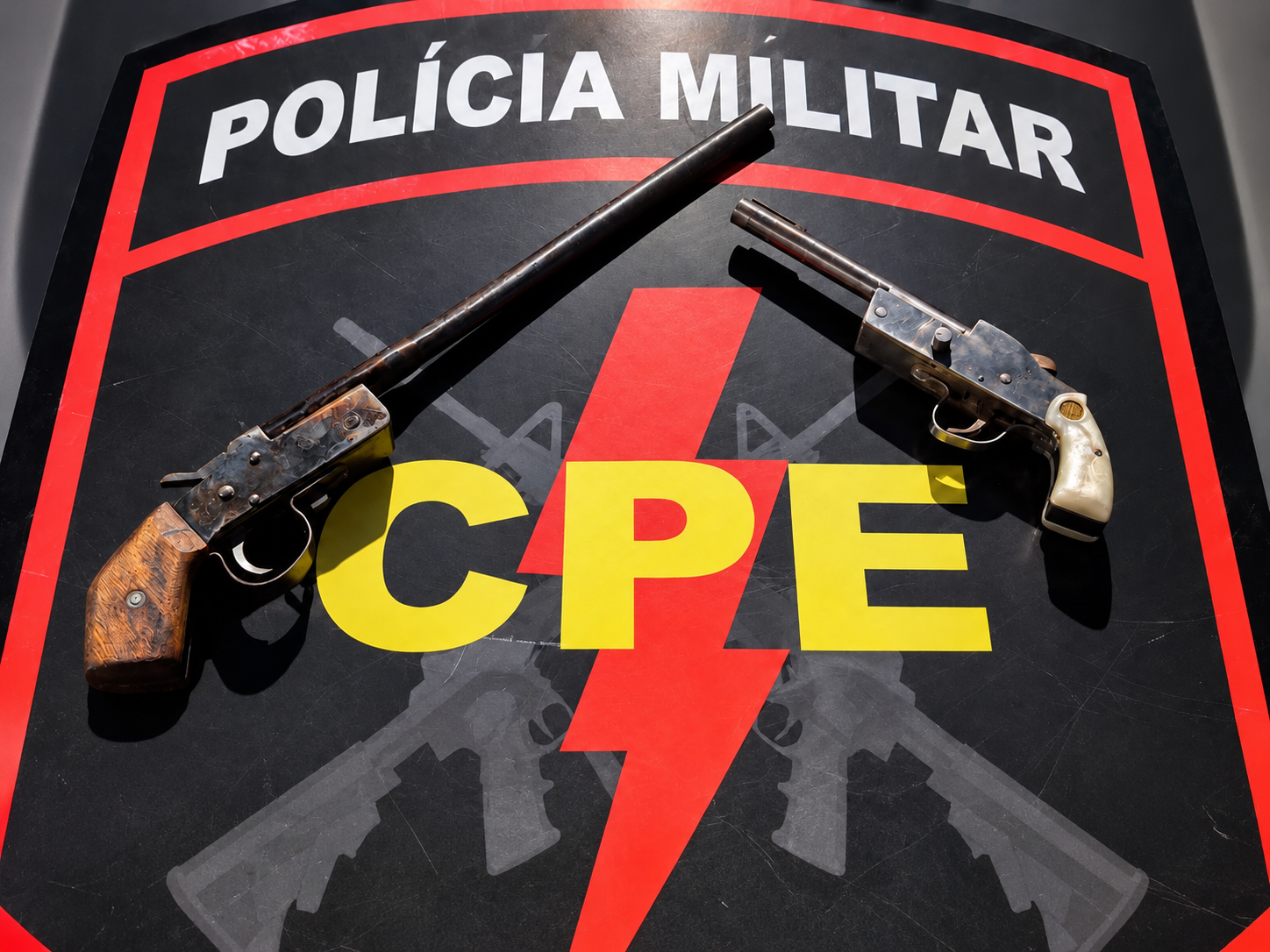 Armas de fogo apreendidas pela CPE durante ocorrência em Catalão