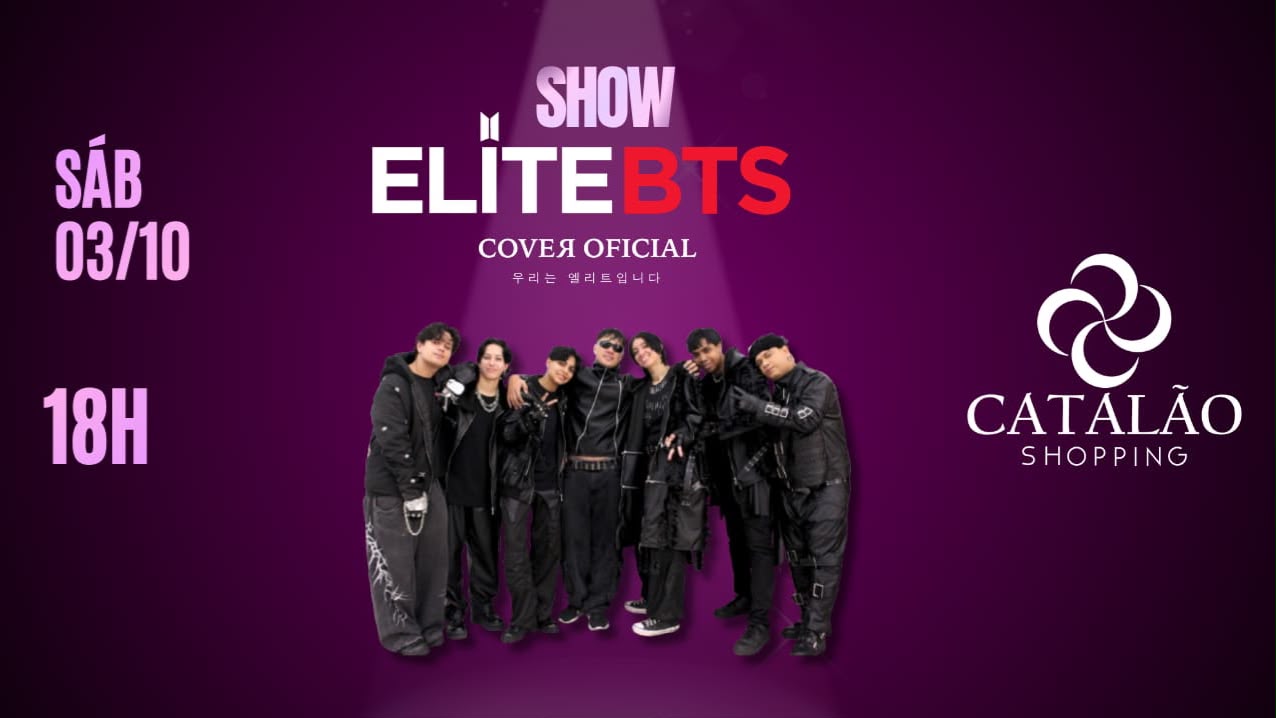 Divulgação da apresentação do grupo cover Elite BTS. Foto: Divulgação, via Zap Catalão.