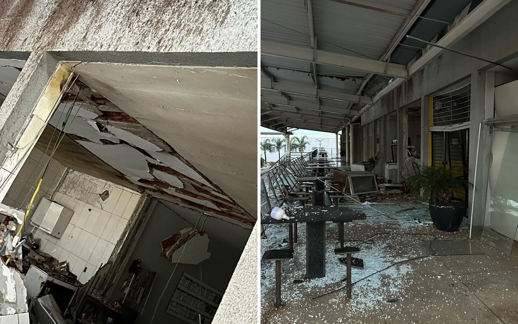 Danos após explosão na rodoviária de São Simão. Foto: Divulgação/Corpo de Bombeiros, via G1 Goiás.