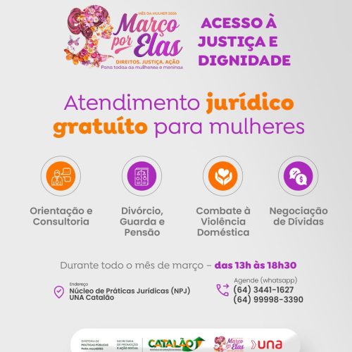 Mês da Mulher em Catalão: Parceria oferece atendimento jurídico gratuito para mulheres durante todo o mês de março