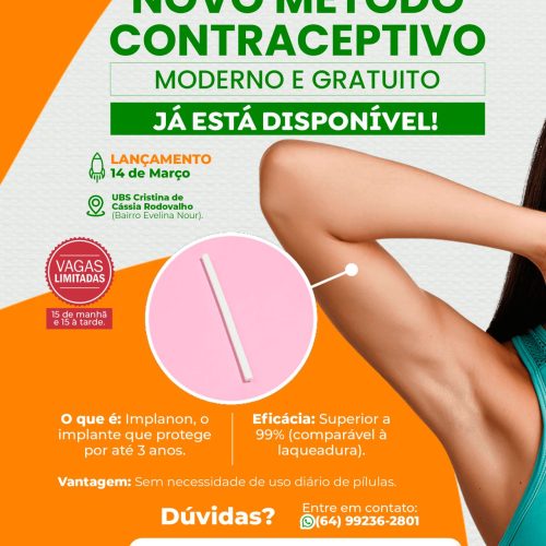Prefeitura de Catalão inicia oferta de novo implante contraceptivo na rede municipal de saúde