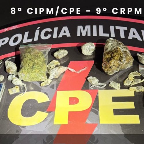 Bolsa com substância semelhante à flor de maconha e balança de precisão apreendidas em Catalão. Foto: Polícia Militar/Divulgação