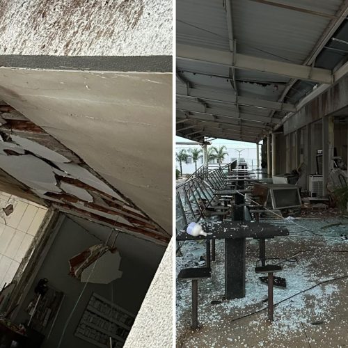 Danos após explosão na rodoviária de São Simão. Foto: Divulgação/Corpo de Bombeiros, via G1 Goiás.