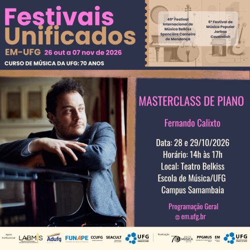 Recital de piano da Escola de Música da UFG em 29 de outubro